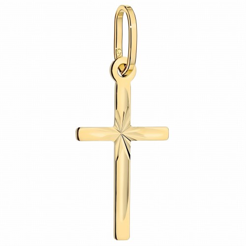 Złoty Krzyżyk Żłobiony Z Diamentowaniem Złoto 585 .jpg