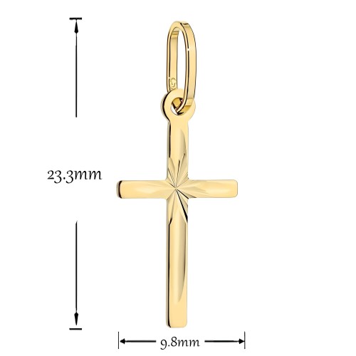 Złoty Krzyżyk Żłobiony Z Diamentowaniem Złoto 585 .jpg