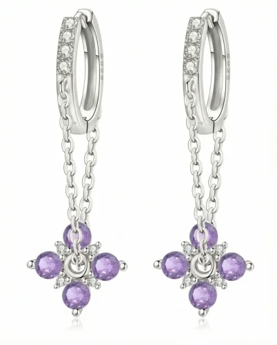 Kolczyki Serca Srebrne 925 Wiszące z Cyrkoniami Na prezent.webp