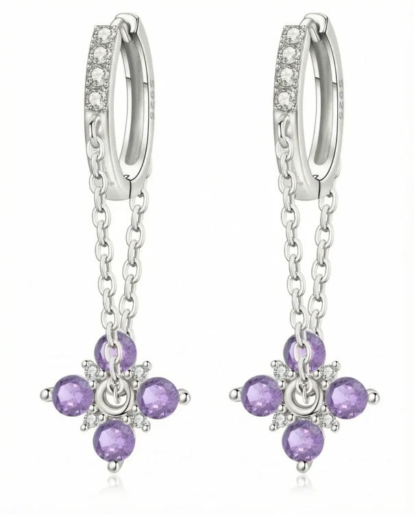 Kolczyki Serca Srebrne 925 Wiszące z Cyrkoniami Na prezent.webp