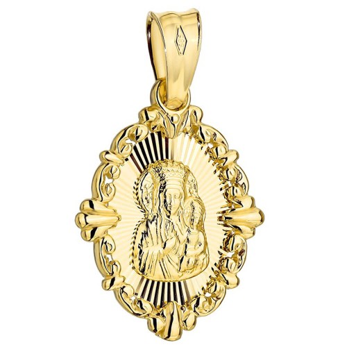Medalik Złoty Matka Boska Częstochowska – Owalny, Diamentowany, Złoto Próby 585.jpg