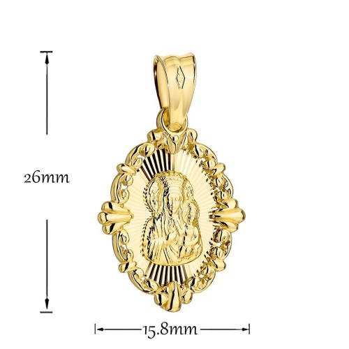 Medalik Złoty Matka Boska Częstochowska – Owalny, Diamentowany, Złoto Próby 585.jpg