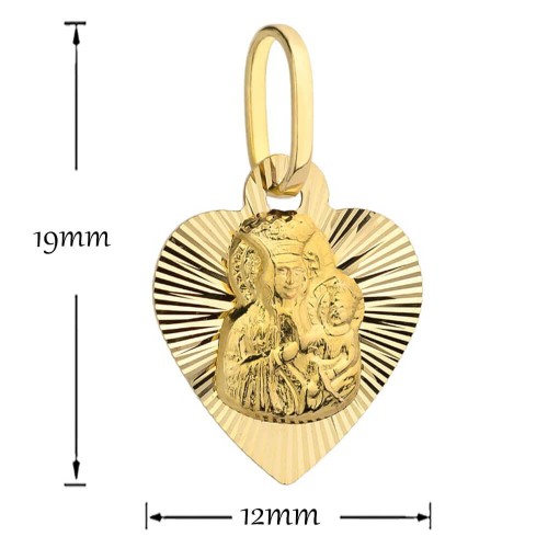 Medalik Złoty Matka Boska Częstochowska w Diamentowanym Serduszku – Złoto Próby 375.jpg