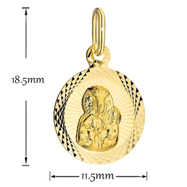 Złoty Medalik Matka Boska Częstochowska w Diamentowanym Kółeczku – Złoto 375.jpg