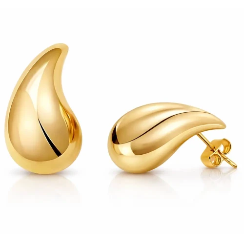 Złote Kolczyki Krople Sztyfty Wkrętki Srebro 925 Pozłacane 24 K - Idealne na Prezent .webp