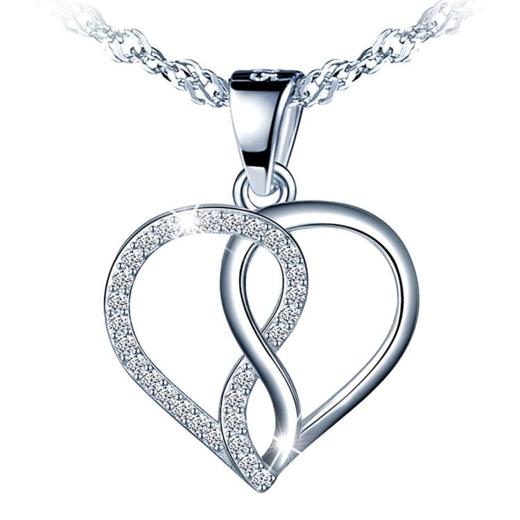 Srebrny Naszyjnik Serce Infinity Prezent na Urodziny Rocznice- Łańcuszek 45 cm Srebro 925.jpg