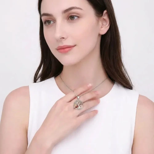 Naszyjnik Srebro 925 Drzewko Życia Serce Ankier Regulowany.webp