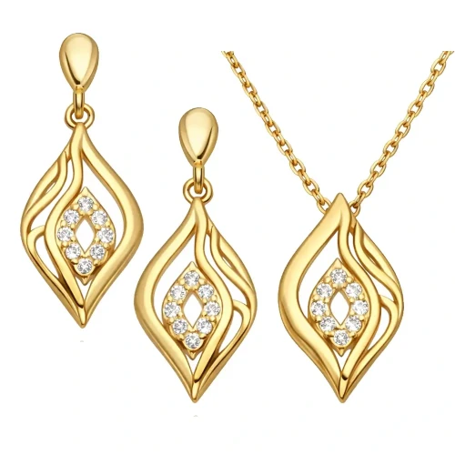 Komplet Damski Srebro 925 Pozłacane Cyrkonie Nowoczesny.webp