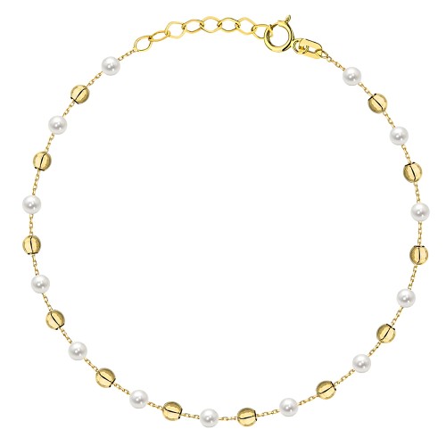 Złota Bransoletka Kulki i Perły – Złoto Próby 585.jpg