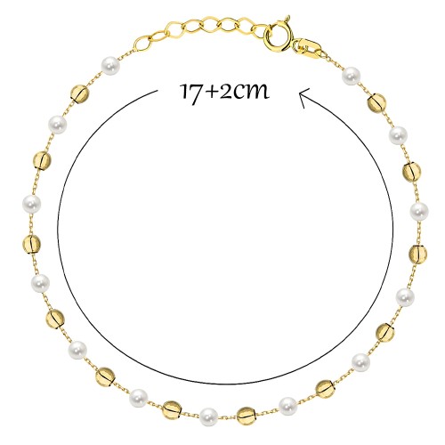 Złota Bransoletka Kulki i Perły – Złoto Próby 585.jpg