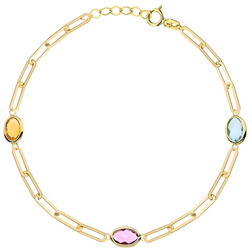 Złota Bransoletka z Topazem, Ametystem i Cytrynem – Z Przedłużką, Złoto Próby 585.jpg