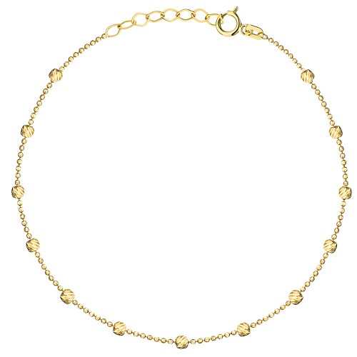 Złota Bransoletka Kulkowa z Diamentowanymi Kulkami – Z Przedłużką, Złoto Próby 585.jpg