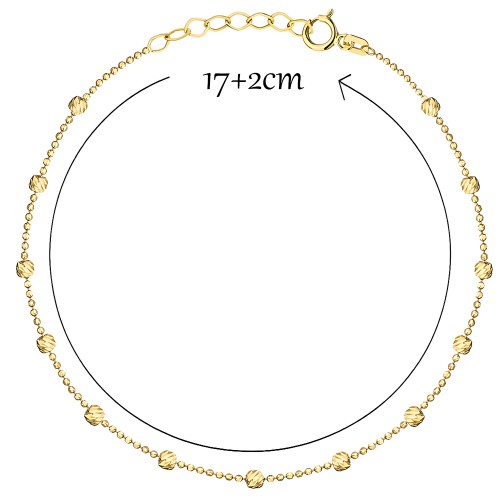 Złota Bransoletka Kulkowa z Diamentowanymi Kulkami – Z Przedłużką, Złoto Próby 585.jpg