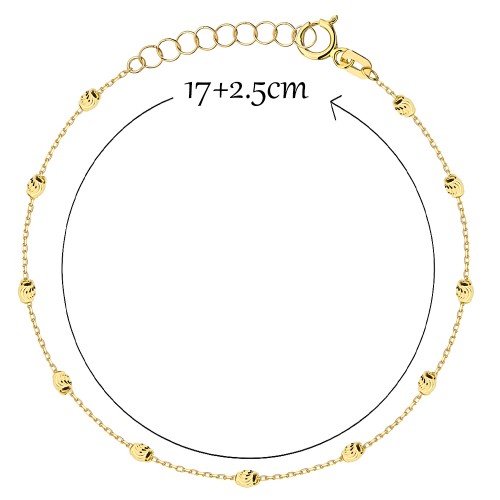 Złota Bransoletka z Diamentowanymi Owalnymi Elementami – Z Przedłużką, Złoto Próby 585.jpg