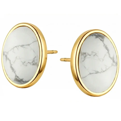 Srebrne 925 Pozłacane Kolczyki Sztyfty Howlit Kamień Naturalny.webp
