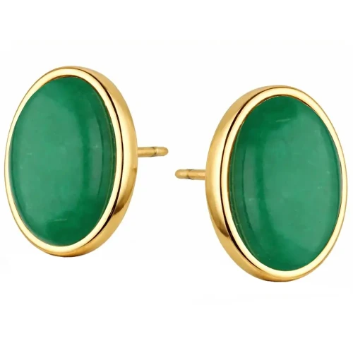 Srebrne 925 Kolczyki z Jadeitem Pozłacane Sztyfty Pozłacane 24 Karatowym Złotem.webp