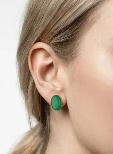 Srebrne 925 Kolczyki z Jadeitem Pozłacane Sztyfty Pozłacane 24 Karatowym Złotem.webp