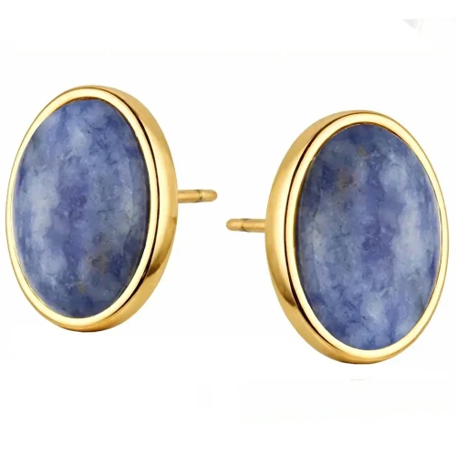 Srebrne 925 Kolczyki z Naturalnym Sodalitem Srebro Pozłacane 24 Karaty.webp