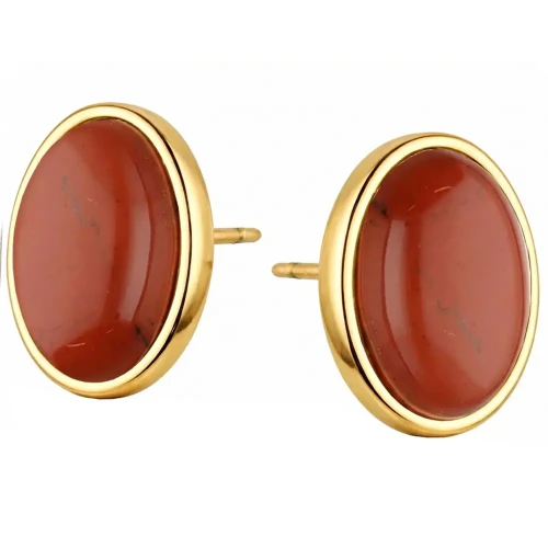 Srebrne 925 Kolczyki Jaspis Pozłacane 24 K SztyftyKamień Naturalny.webp