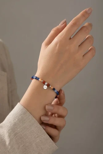 Srebrna 925 Bransoletka Granat Angelit Hematyt Shell Kamienie Naturalne.webp