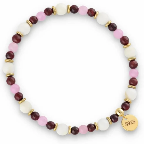 Srebrna 925 Bransoletka Granat Angelit Hematyt Kamienie Naturalne.webp