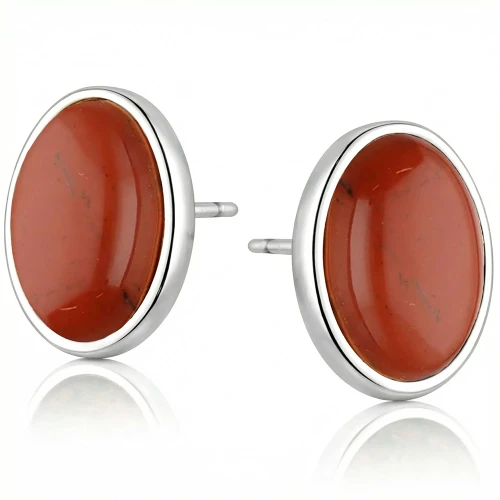 Srebrne 925 Kolczyki Srebrne 925 Jaspis Czerwony Sztyfty Wkrętki.webp