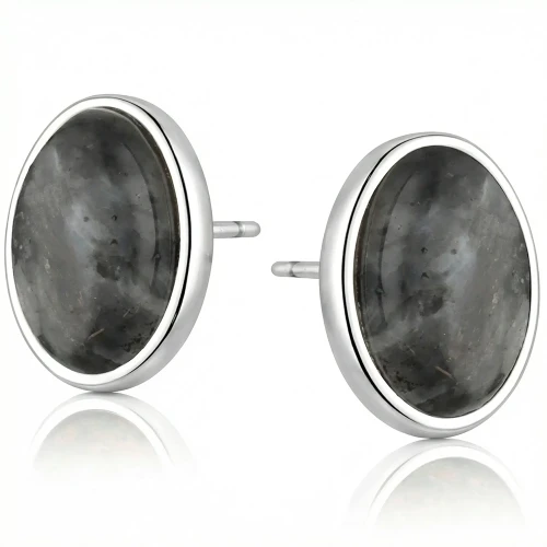 Srebrne 925 Kolczyki Sztyfty z Larvikitem  Kamienie Naturalne.webp