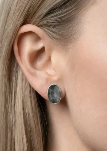 Srebrne 925 Kolczyki Sztyfty z Larvikitem  Kamienie Naturalne.webp