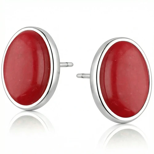 Kolczyki Srebrne 925 Rubin Czerwony Sztyfty na Prezent Kamienie Naturalne.webp