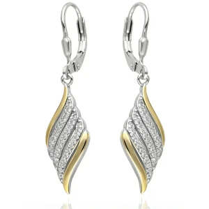 Damskie Kolczyki Srebrne 925 Pozłacane z Cyrkoniami Zapięcie Angielskie.webp