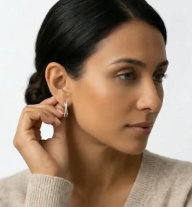 Kolczyki Damskie Srebrne 925 Infinity z Cyrkoniami Zapięcie  Angielskie.webp