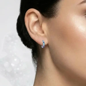 Srebrne Rodowane Kolczyki Koła Srebro 925 Kolorowe Kamienie Cyrkonie .webp