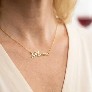 Naszyjnik Mama Srebro 925 Pozłacane Łańcuszek Celebrytka Prezent dla Mamy.webp