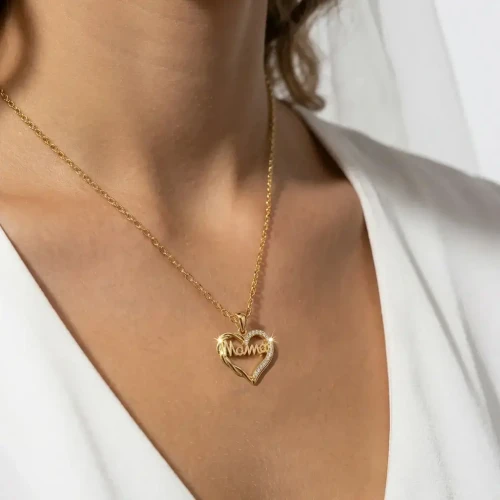 Naszyjnik Mama Srebro 925 Pozłacane Celebrytka Prezent Dla Mamy.webp