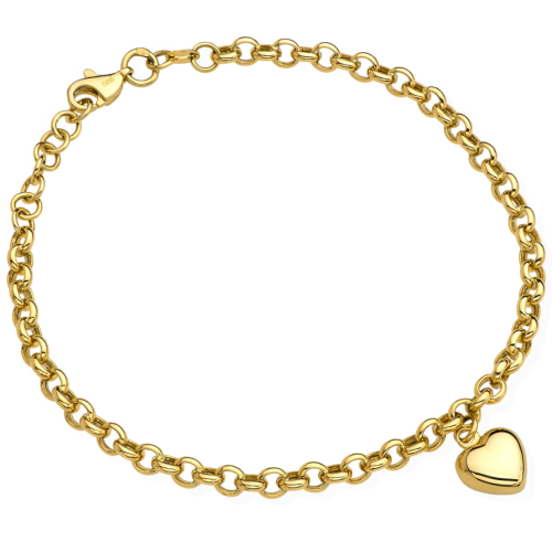 Bransoletka złota na łańcuszku ankier i zaw serce