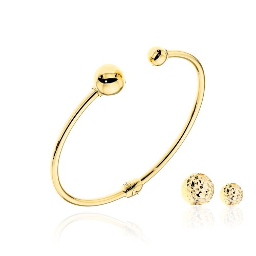 Bransoletka złota sztywna z wkręcanymi wymiennymi kulkami - komplet