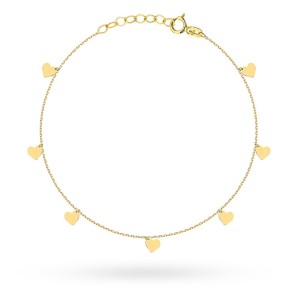 Bransoletka złota pełne serduszka na nogę