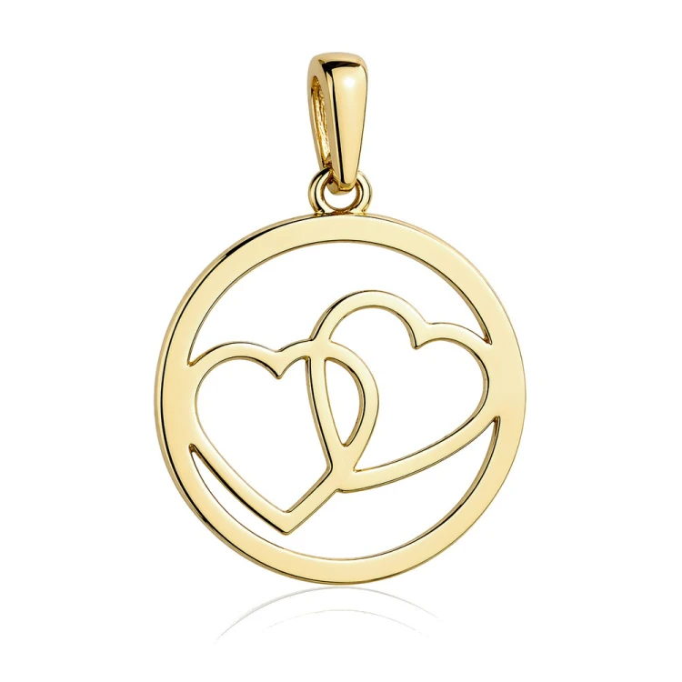 Zawieszka złota dwa serca w kole