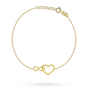 Bransoletka złota serce splecione ze znakiem nieskończoności