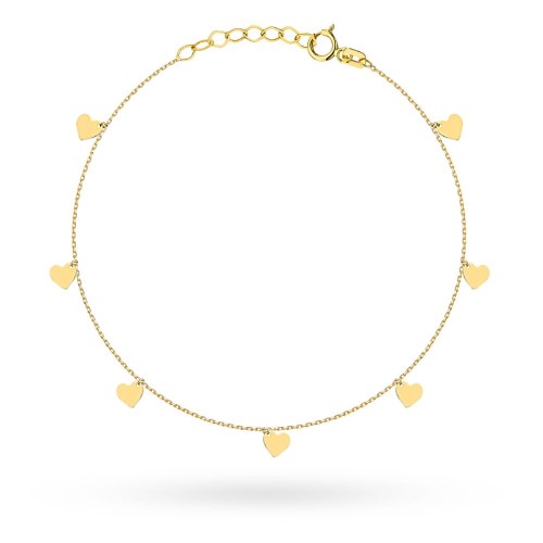 Bransoletka złota pełne serduszka na nogę