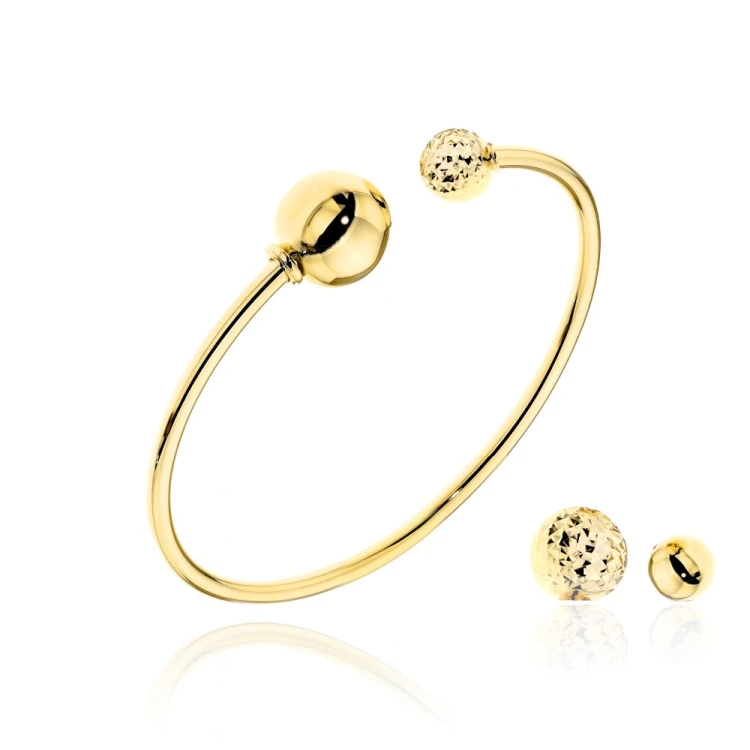 Bransoletka złota sztywna z wkręcanymi wymiennymi kulkami - komplet