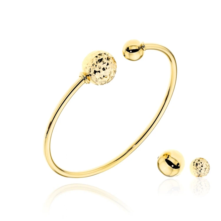 Bransoletka złota sztywna z wkręcanymi wymiennymi kulkami - komplet