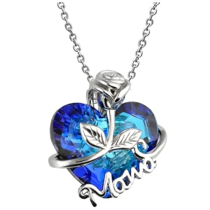 Naszyjniki Srebrne 925 Dla Mamy Serce z Kamieniem na Prezent.webp