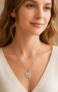 Srebrny Naszyjnik 925 Serce Z Napisem Mama Cyrkonie Łańcuszek Ankier.webp