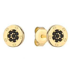 Kolczyki Złote 585 Kółeczka z Czarnymi Cyrkoniami – Sztyft.jpg
