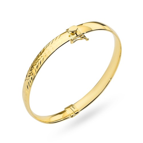 Bransoletka złota sztywna zdobiona diamentowaniem