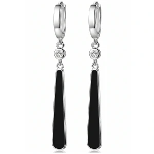 Kolczyki Srebrne 925 Onyks Długie Wiszące z Cyrkoniami Eleganckie.webp