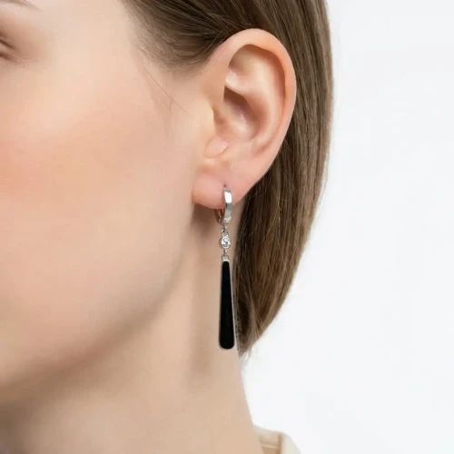 Kolczyki Srebrne 925 Onyks Długie Wiszące z Cyrkoniami Eleganckie.webp