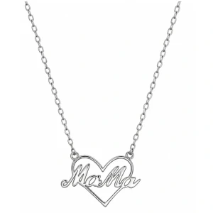 Naszyjnik Srebro 925 Serce z Napisem Mama Delikatny Łańcuszek.webp