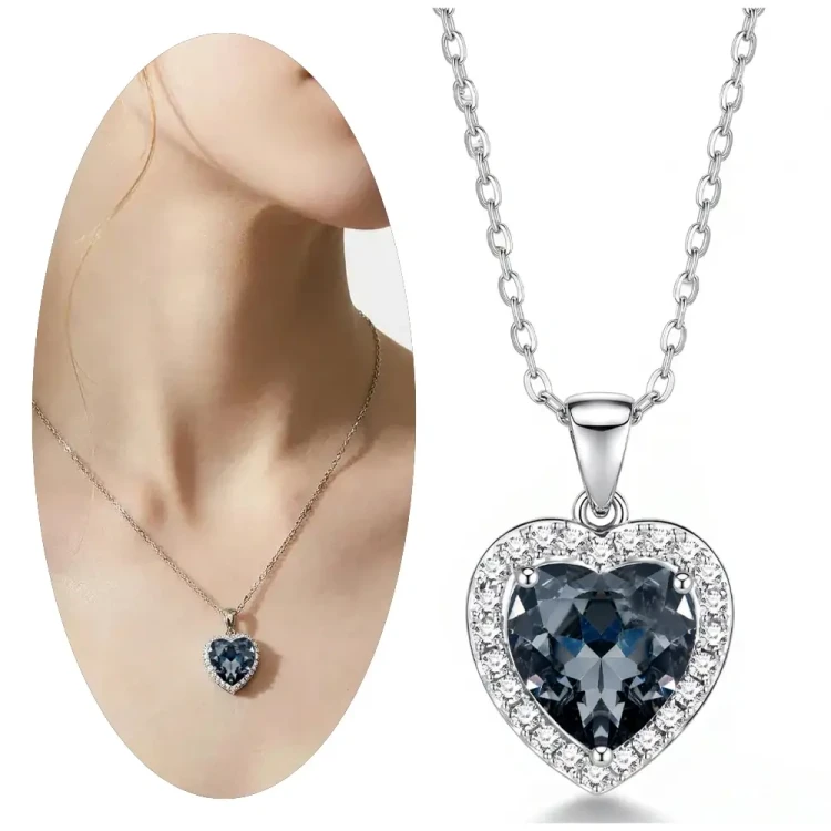 Naszyjnik Serce Srebro 925 Cyrkonia Silver Night – Elegancki Prezent.webp